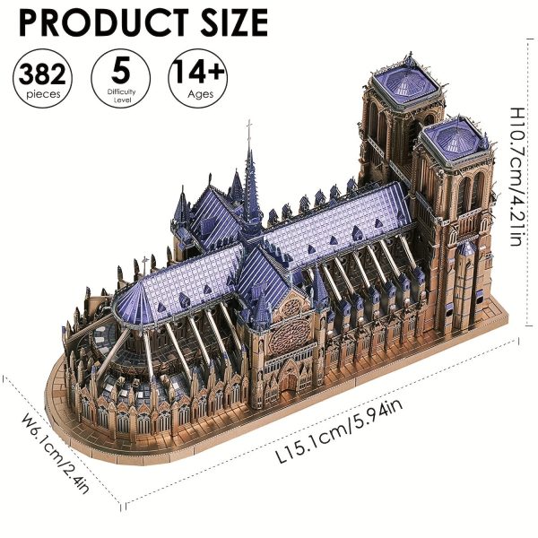 Goodsright Decor 382pcs Notre Dame De Paris - Intricately Designed Metal Puzzle - Challenging Brain Teaser for Adults - Authentic Architecture Building Blocks, Assembling Adventure - A Collectible Mind-Bending Masterpiece