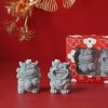 Goodsright Decor 1set New Year Aromatherapy Candle Gift Box Fragrance Bridesmaid Gift Creative Handmade Gift Chinese Popular Traditional Lion Shape Wax