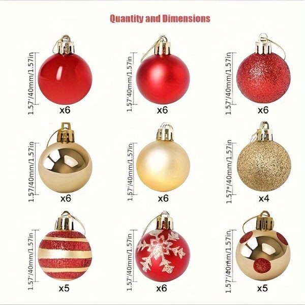 Goodsright Decor 50-Piece 1.57inch Multicolor Christmas Ornaments - Electroplated & Painted Balls For Tree Decoration, Weddings, And Holiday Celebrations