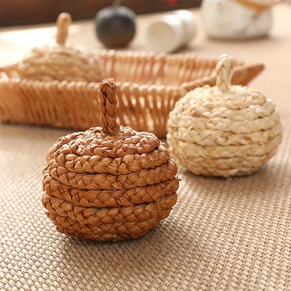 Goodsright Decor 6 Pcs Twisted Straw Pumpkins: Festive Christmas Tree Ornaments, Thanksgiving Decor, Creative Gifts - No Electricity Required