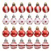 Goodsright Decor 24-Pack Mini Christmas Ornaments, 1.18-Inch Plastic Painted Baubles In Red & White, Holiday Tree Decorations, Festive Hanging Xmas Tree Accessories With Glitter Detail