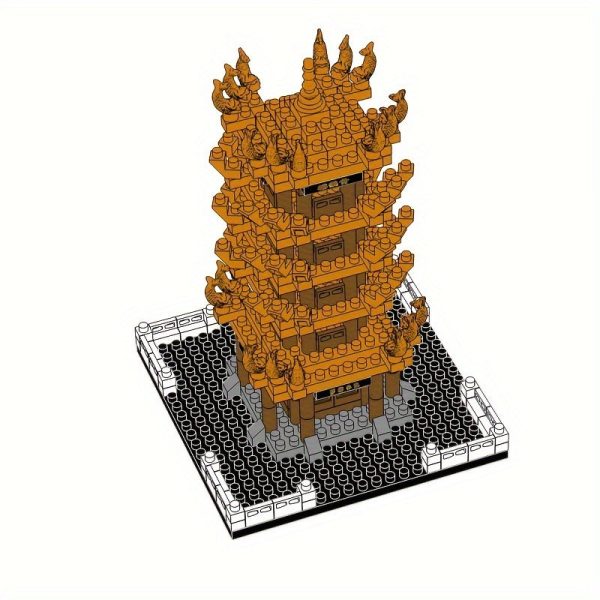 Goodsright Decor 980pcs Building Blocks, Exquisite Yellow Crane Tower Building Blocks, Building Puzzle Toy, Three-dimensional Puzzle