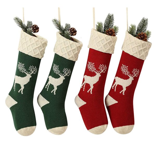 Goodsright Decor 4pcs, Reindeer Acrylic Christmas Stockings Candy Gifts Bag Hanging Ornaments, Scene Decor, Festivals Decor, Room Decor, Home Decor, Offices Decor, Christmas Decor