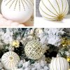 Goodsright Decor 30pcs Large 60MM Golden & White Painted Shatterproof Christmas Tree Ornaments - Traditional Festive Hanging Decorations for Wedding and Holiday - Durable Plastic Material, No Feathers, Easy to Hang