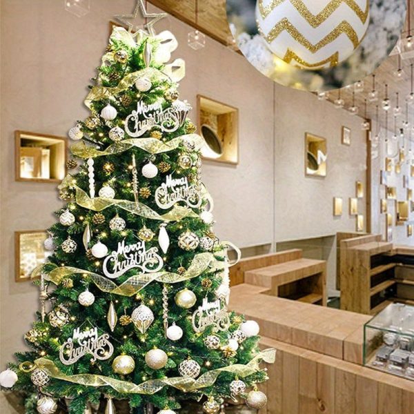 Goodsright Decor 30pcs Large 60MM Golden & White Painted Shatterproof Christmas Tree Ornaments - Traditional Festive Hanging Decorations for Wedding and Holiday - Durable Plastic Material, No Feathers, Easy to Hang