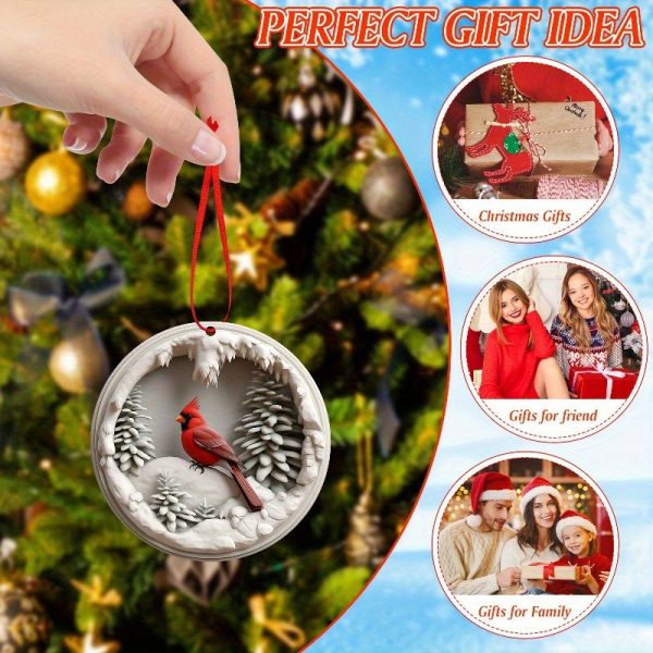 Goodsright Decor 1pc Exquisite Cardinal Christmas Ornament - Hanging Memorial Gift, Plastic Cardinal Bird Figurine for Christmas Tree Decorations, Xmas DIY Crafts, Universal Holiday Decor