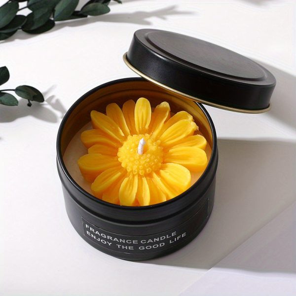 Goodsright Decor 1PC Bathroom Candle, Daisy Tin Aromatherapy Candle Cup, Handmade Soy Wax, Companion Gift, Goddess Festival Wedding Creative Gift, Valentine's Day Gift, Gift For Her