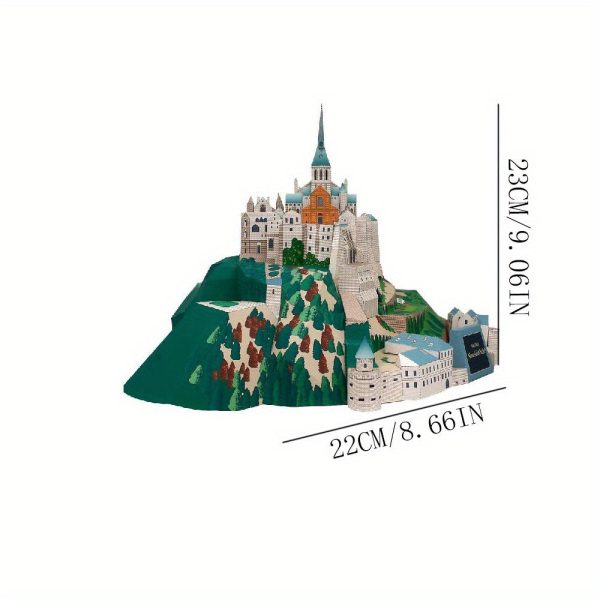 Goodsright Decor Saint-Michel Abbey 3D Paper Model Kit - Handmade DIY World Famous Architecture Replica, Coated Finish, Ideal for Bedroom, Living Room, Office, Study Decor