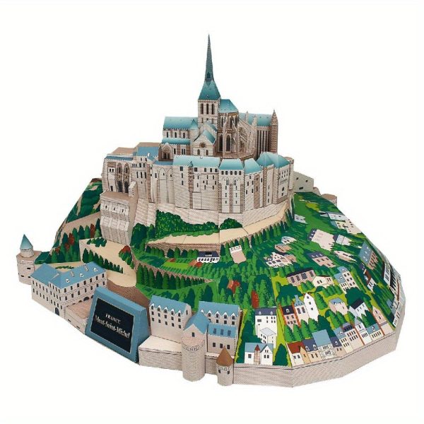 Goodsright Decor Saint-Michel Abbey 3D Paper Model Kit - Handmade DIY World Famous Architecture Replica, Coated Finish, Ideal for Bedroom, Living Room, Office, Study Decor