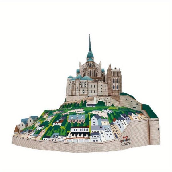 Goodsright Decor Saint-Michel Abbey 3D Paper Model Kit - Handmade DIY World Famous Architecture Replica, Coated Finish, Ideal for Bedroom, Living Room, Office, Study Decor