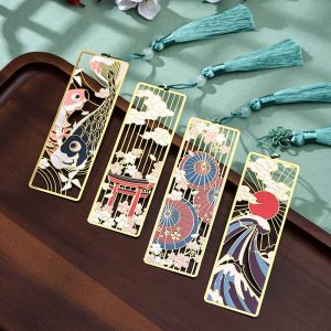 Goodsright Decor 4Pcs Japanese Style Metal Bookmarks, Fushimi Wind Gift Box, Traditional East Asian Souvenir, Elegant Design, Durable Other Metal Materials