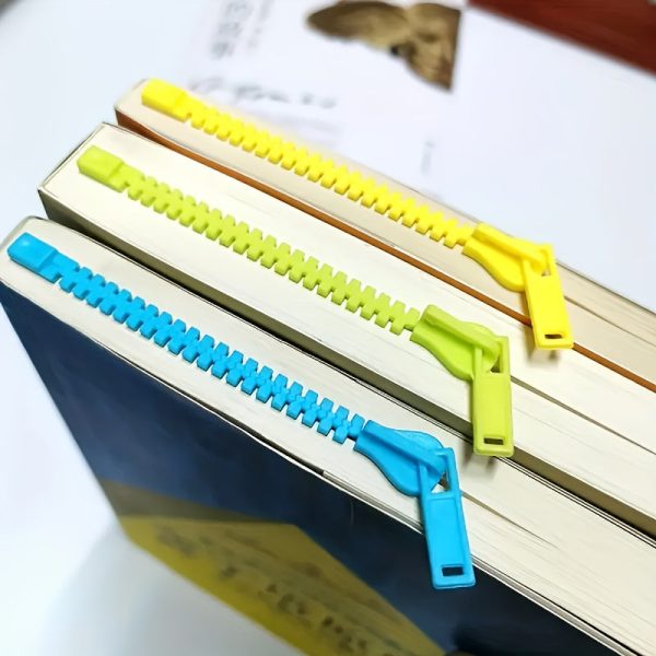 Goodsright Decor 3-Pack Creative 3D Zipper Plastic Bookmark Set - Reading Page Marker for Students, Kawaii Stationery Gift for Boys and Girls