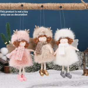 Goodsright Decor 3 PCS Hanging Christmas Angel Girl Ornaments with Antlers and Wings, Plush Festive Tree Pendants for Holiday Party Decor, Material Blend of Plastic, Cloth, Linen - Perfect for Christmas and New Year Celebrations