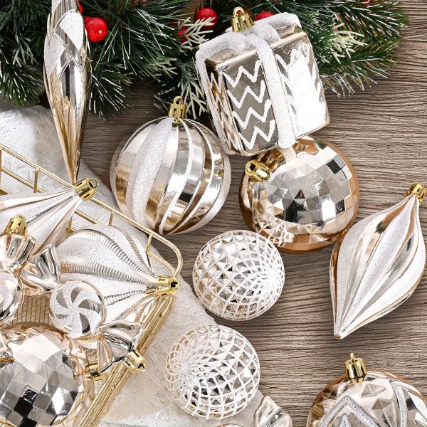Goodsright Decor 24-Pack Plastic Christmas Ball Ornaments - No Feather, Hanging Holiday Festive Pendants, Christmas Tree Decoration Set, Assorted Textured Designs for Seasonal Decor