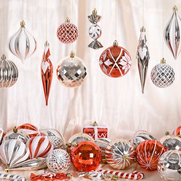 Goodsright Decor 24-Pack Plastic Christmas Ball Ornaments - No Feather, Hanging Holiday Festive Pendants, Christmas Tree Decoration Set, Assorted Textured Designs for Seasonal Decor