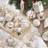 Goodsright Decor 24-Pack Plastic Christmas Ball Ornaments - No Feather, Hanging Holiday Festive Pendants, Christmas Tree Decoration Set, Assorted Textured Designs for Seasonal Decor