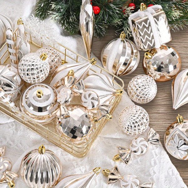 Goodsright Decor 24-Pack Plastic Christmas Ball Ornaments - No Feather, Hanging Holiday Festive Pendants, Christmas Tree Decoration Set, Assorted Textured Designs for Seasonal Decor