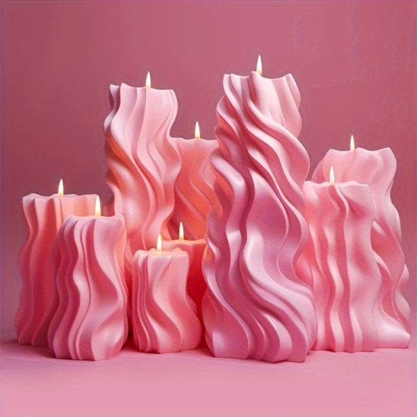 Goodsright Decor 4pcs/set Wave Cylindrical Candle Mold Set - Irregular Geometric Twisted Stripe Design - Durable Silicone for Resin & Gypsum - Unleash Your Creative Flame