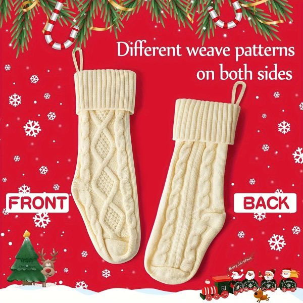 Goodsright Decor 4pcs, Christmas Stockings, Personalized Christmas Stockings 14.56" Knitted Stocking Decorations, Scene Decor, Festivals Decor, Room Decor, Home Decor, Offices Decor, Theme Party Decor, Christmas Decor