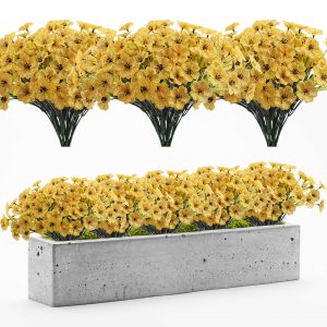 Goodsright Decor 24pcs, Yellow Plastic Artificial Spring Violets Outdoor Faux Greenery Silk-Printed Small Daisy Fake Flowers, Decorative Props For Hotel Indoor And Outdoor Corridors Doorway Window Displays