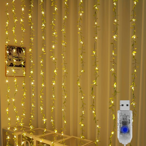 Goodsright Decor Enchanting Willow LED Curtain Lights, 1 Pack of 100, USB-Powered with 8 Twinkling Modes - Versatile Decor for Christmas, Weddings, Parties, Bedrooms, and New Year Ambiance