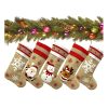 Goodsright Decor 5pcs Christmas Socks, Family Parties, Large Burlap Cartoon Christmas Socks, Home Decoration, Rural Farmhouse Stockings, Set Of Christmas Decorations, Scene Decor, Room Decor, Home Decor, Holiday Party Decor, Christmas Decor