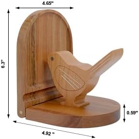 Goodsright Decor Book Ends Decorative,Bird Wooden Book Holder for Shelves,Non-Skid Book Stoppers for Home Decor, Wood Decorative Bookends,Vintage Unique Book Ends for Office Home (1Pair/2Piece)