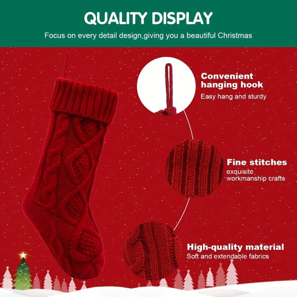 Goodsright Decor 4pcs, Christmas Socks, Christmas Socks, 18 Inch Large Wired Knit Socks, Family Holiday Christmas Party Decorations, Wine Red Christmas Socks, Scene Decor, Festivals Decor, Home Decor, Offices Decor, Theme Party Decor, Christmas Decor