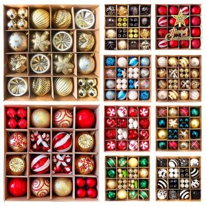 Goodsright Decor 42pcs Christmas Balls Gifts Christmas Tree Decorations, Christmas Tree Decoration Sets Red Platinum Pink Blue Christmas Balls Shatterproof Hanging Tree Decorations Large And Small Decorations, Christmas Tree Decorations Holiday Party