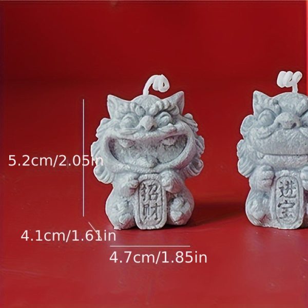 Goodsright Decor 1set New Year Aromatherapy Candle Gift Box Fragrance Bridesmaid Gift Creative Handmade Gift Chinese Popular Traditional Lion Shape Wax