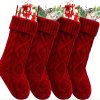 Goodsright Decor 4pcs, Christmas Socks, Christmas Socks, 18 Inch Large Wired Knit Socks, Family Holiday Christmas Party Decorations, Wine Red Christmas Socks, Scene Decor, Festivals Decor, Home Decor, Offices Decor, Theme Party Decor, Christmas Decor