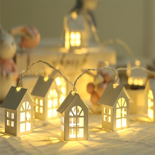 Goodsright Decor 1pc, 4.9ft 10 Lights, Small House String Lights, LED Christmas Decorative Lights, Cabin String Lights, Room And Bedroom Decor