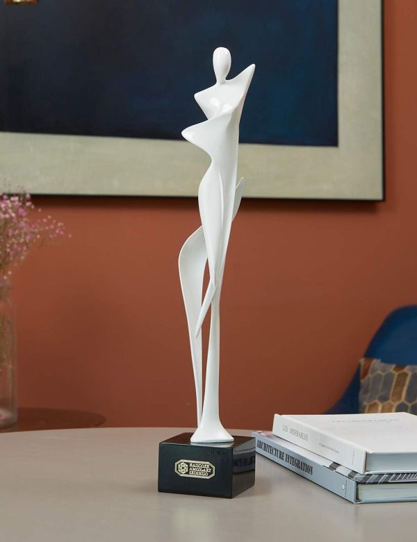 Goodsright Decor Woman Statue Figurine Lady Sculpture Modern Decor Yoga Gifts Abstract Arts Polyresin Table Centerpiece Crafts White 16.5 inch