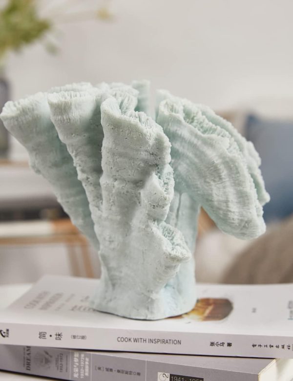 Goodsright Decor Ocean Decor Artificial Coral Statue Modern Sculpture Home Gifts Table Centerpiece Crafts Polyresin Blue Arts 7.5inch