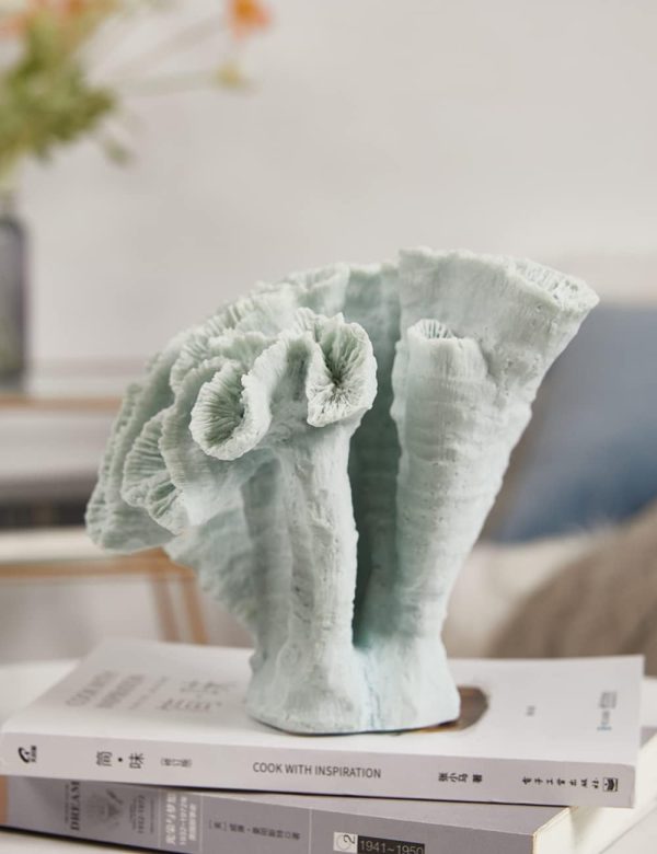 Goodsright Decor Ocean Decor Artificial Coral Statue Modern Sculpture Home Gifts Table Centerpiece Crafts Polyresin Blue Arts 7.5inch