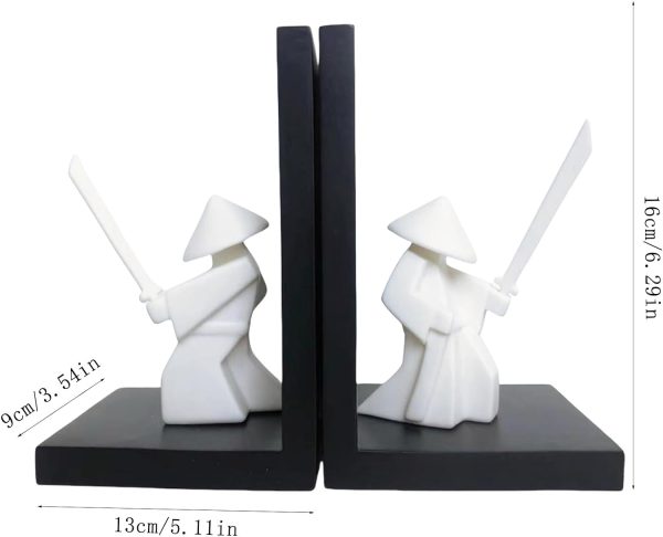 Goodsright Decor Chivalrous Samurai Bookends, Modern Chinese Tai Chi Character Book Ends, Heavy Abstract Bookend, Japanese Warrior Statue Book Stoppers, Kongfu Non-Slip Crafts Book Ends, for Office Home Decor(Color:B)