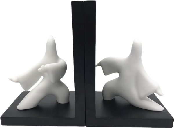 Goodsright Decor Chivalrous Samurai Bookends, Modern Chinese Tai Chi Character Book Ends, Heavy Abstract Bookend, Japanese Warrior Statue Book Stoppers, Kongfu Non-Slip Crafts Book Ends, for Office Home Decor(Color:B)