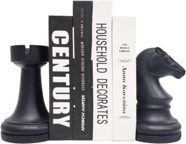 Goodsright Decor Decorative Bookends Chess Bookends, Book Shelf Decor Book Ends for Heavy Books, Heavy Bookends Book Stoppers for Desk Decoration, Unique Bookends Decor for Office Home (Chess Bookends)