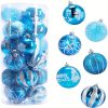 Goodsright Decor Christmas Balls Ornaments, 24pcs 6 Kinds of Patterns Shatterproof Christmas Tree Decorations, 6cm Small Christmas Ball Ornaments for Xmas Tree Holiday Wedding Party Decoration - Blue