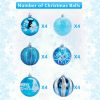 Goodsright Decor Christmas Balls Ornaments, 24pcs 6 Kinds of Patterns Shatterproof Christmas Tree Decorations, 6cm Small Christmas Ball Ornaments for Xmas Tree Holiday Wedding Party Decoration - Blue