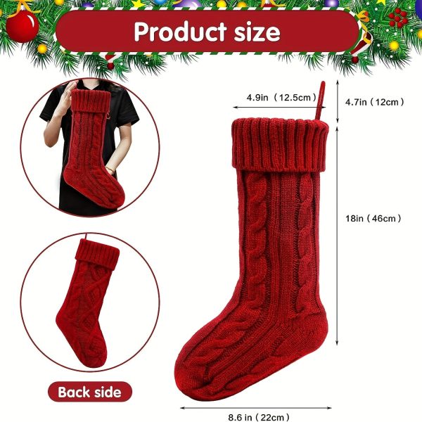 Goodsright Decor 4pcs, Christmas Socks, Christmas Socks, 18 Inch Large Wired Knit Socks, Family Holiday Christmas Party Decorations, Wine Red Christmas Socks, Scene Decor, Festivals Decor, Home Decor, Offices Decor, Theme Party Decor, Christmas Decor