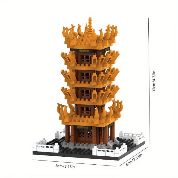 Goodsright Decor 980pcs Building Blocks, Exquisite Yellow Crane Tower Building Blocks, Building Puzzle Toy, Three-dimensional Puzzle