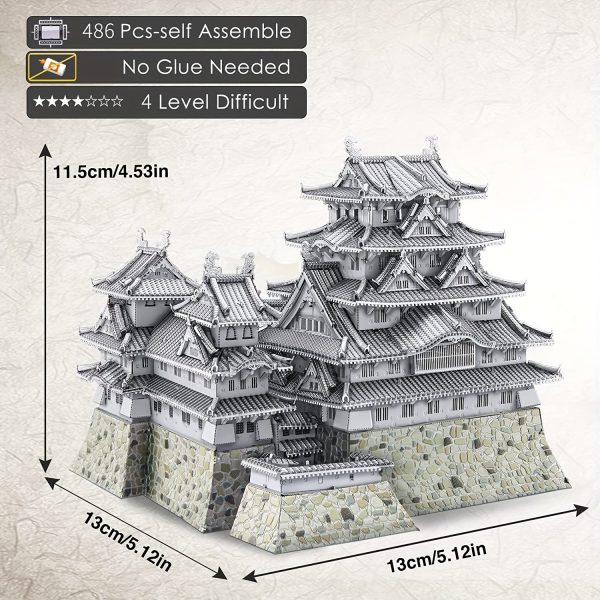 Goodsright Decor Majestic Himeji Castle 3D Metal Puzzle - Intricate Japanese Architecture for Grown-ups, A Collectible DIY Building Kit, Perfect Stress-Relieving Home Decor & Memorable Gift for Birthdays & Christmas
