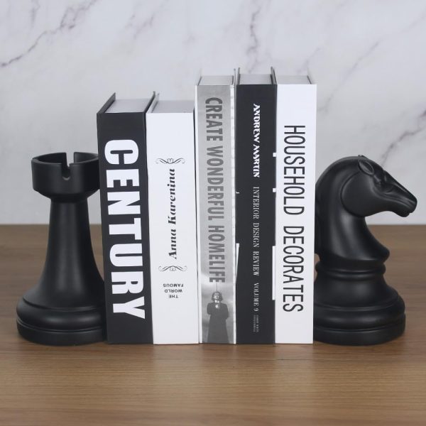 Goodsright Decor Decorative Bookends Chess Bookends, Book Shelf Decor Book Ends for Heavy Books, Heavy Bookends Book Stoppers for Desk Decoration, Unique Bookends Decor for Office Home (Chess Bookends)