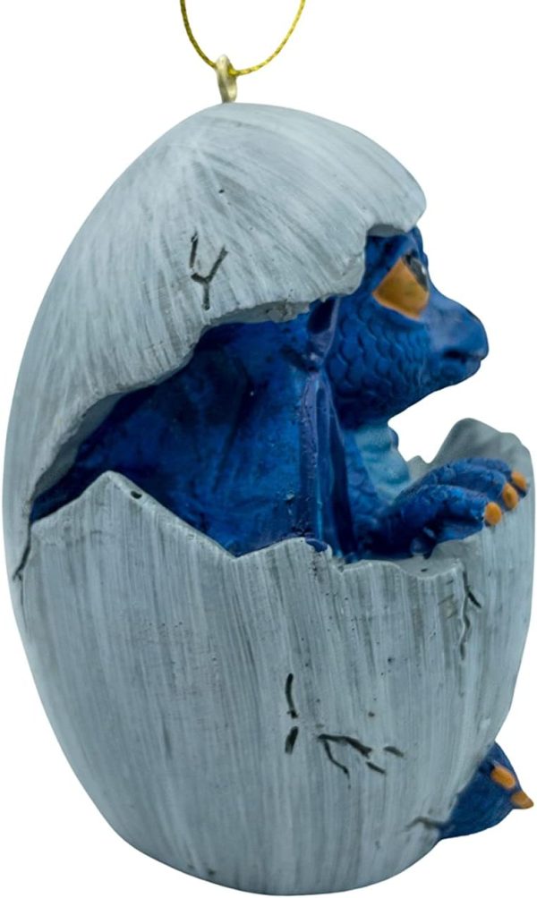 Goodsright Decor Baby Blue Dragon Hatching from Egg Christmas Tree Ornament Figurine