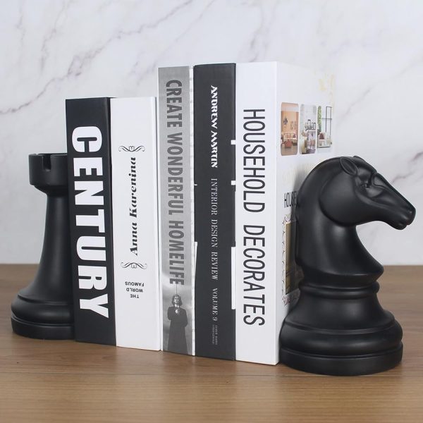 Goodsright Decor Decorative Bookends Chess Bookends, Book Shelf Decor Book Ends for Heavy Books, Heavy Bookends Book Stoppers for Desk Decoration, Unique Bookends Decor for Office Home (Chess Bookends)