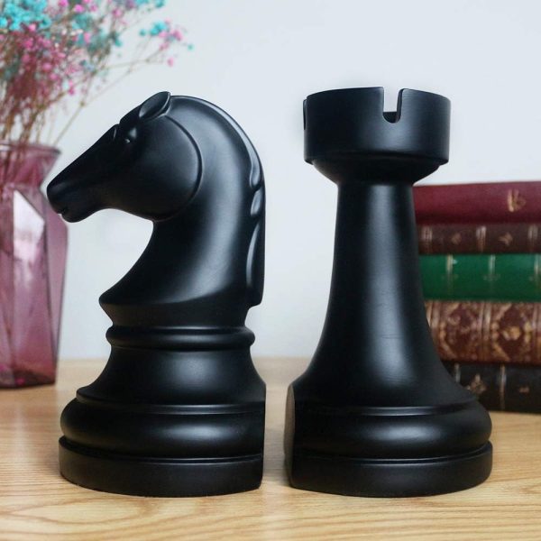 Goodsright Decor Decorative Bookends Chess Bookends, Book Shelf Decor Book Ends for Heavy Books, Heavy Bookends Book Stoppers for Desk Decoration, Unique Bookends Decor for Office Home (Chess Bookends)