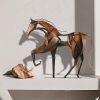 Goodsright Decor Metal Horse Statue Decor, Handmade Strong Modern Horse Sculpture Handicraft, Rustic Metal Statue Decorations Gift for Home Office Desk Figurine (Brown)