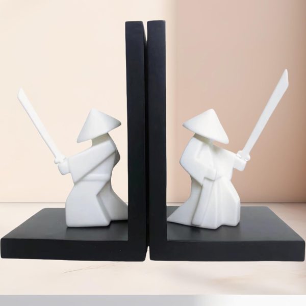 Goodsright Decor Chivalrous Samurai Bookends, Modern Chinese Tai Chi Character Book Ends, Heavy Abstract Bookend, Japanese Warrior Statue Book Stoppers, Kongfu Non-Slip Crafts Book Ends, for Office Home Decor(Color:B)