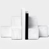 Goodsright Decor Marble Pattern Style White Ceramic Bookends, Decorative Ceramic Book Ends for Shelves, Marble Pattern Style Ceramic Bookshelf Decor, Decorative White Ceramic Book Stoppers, Block Bookends, Set of 2